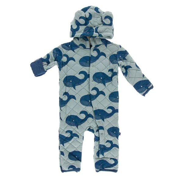 KicKee Pants Bamboo Quilted Hoodie Coverall with Sherpa Lined Hood